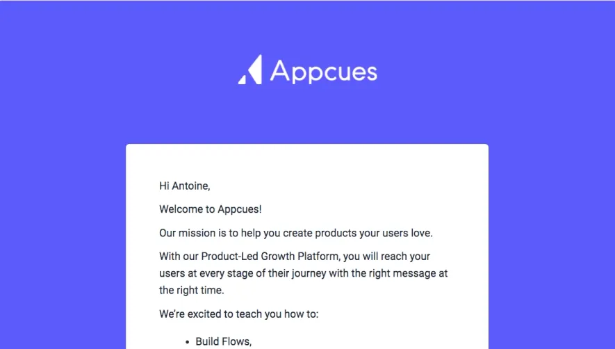 Appcues Welcome Email