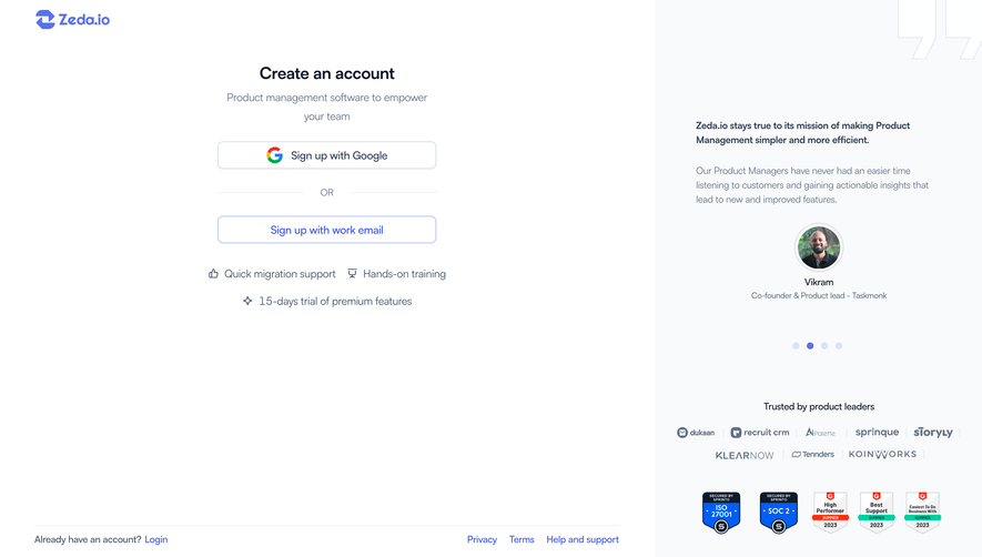 Zeda.io Signup