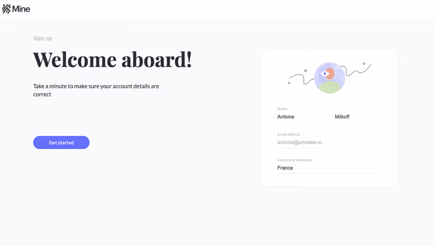 Mine Sign Up Flow