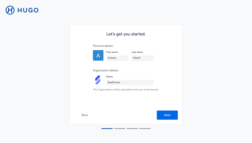 Hugo Sign Up Flow