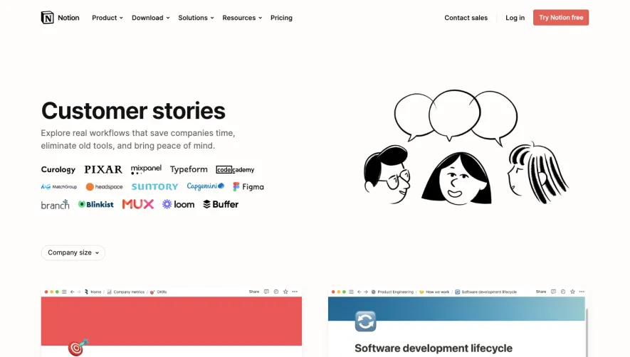 Notion Customers Page