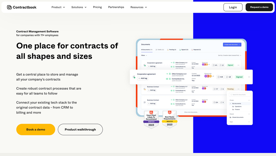 Contractbook Landing Page