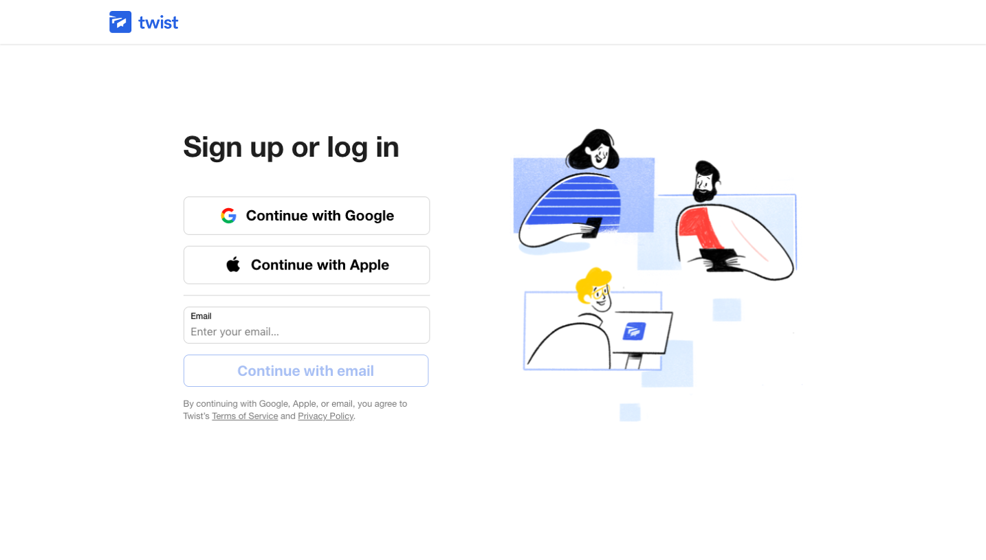 Twist Signup Page