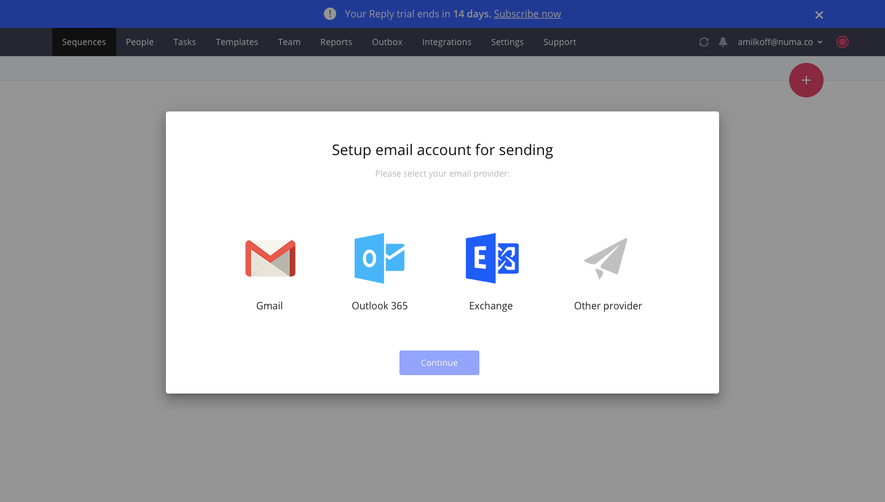 Reply Sign Up Flow