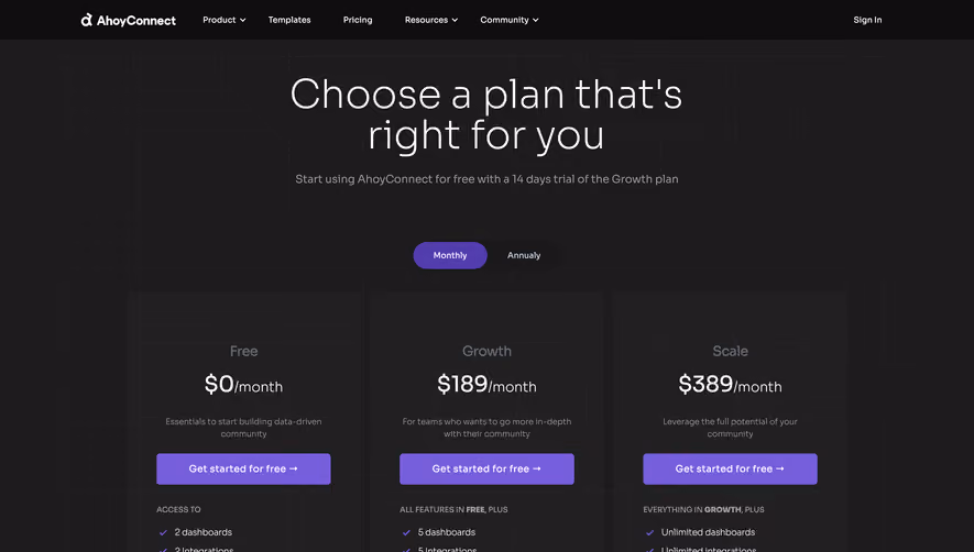 AhoyConnect Pricing Page
