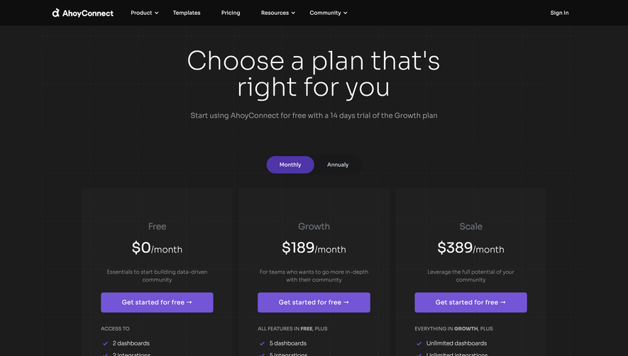 AhoyConnect Pricing Page