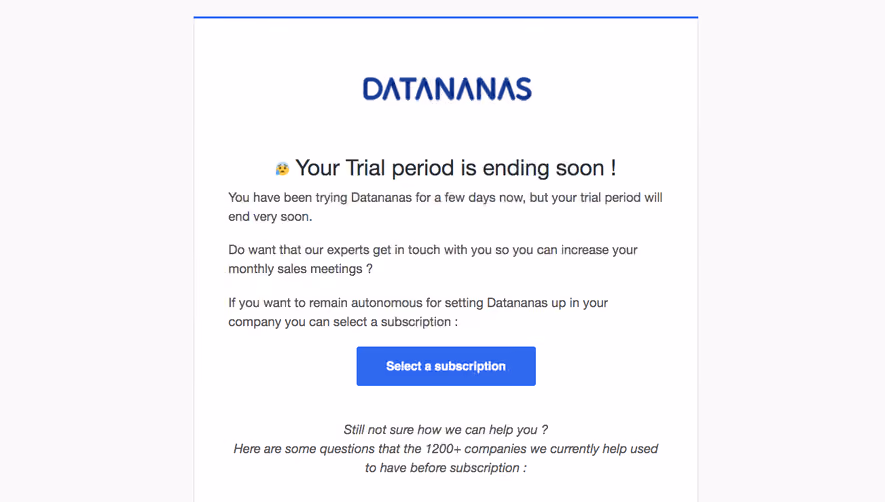 Datananas Free Trial Emails