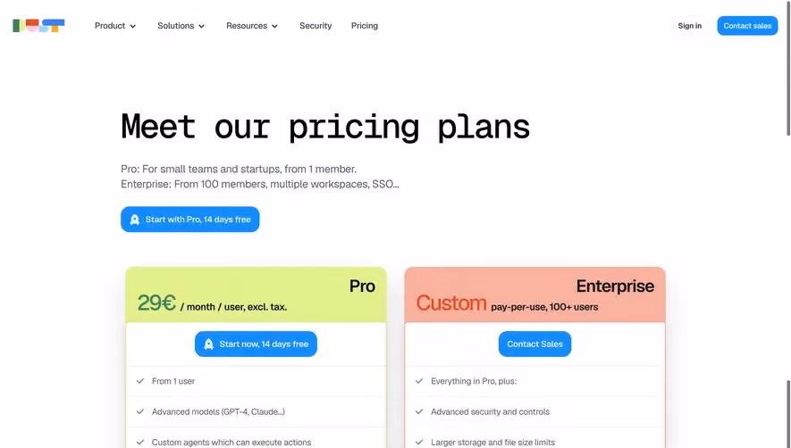 Dust Pricing Page