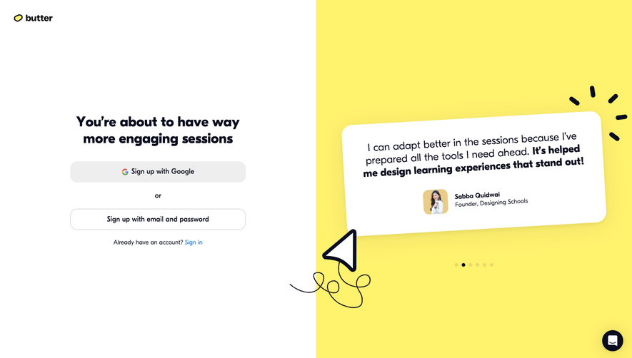 Butter Signup Page