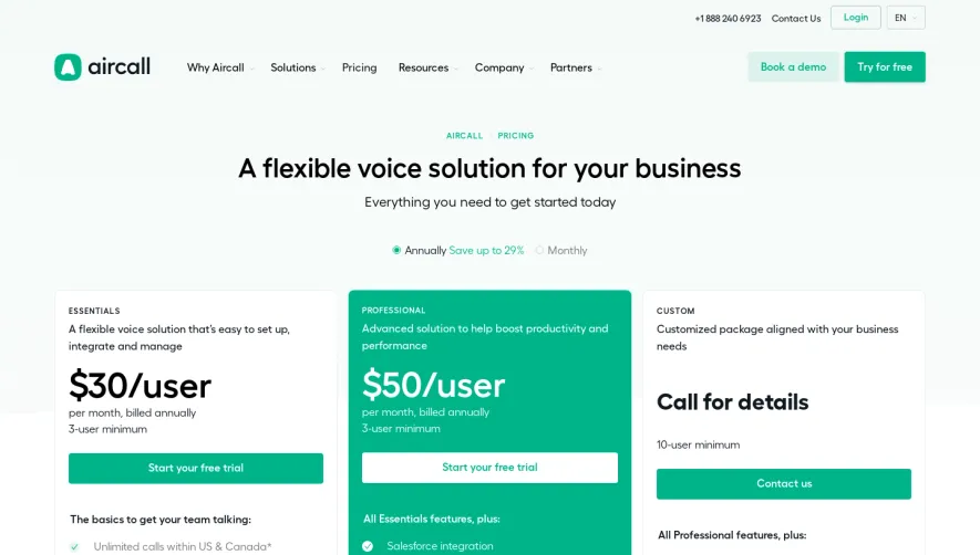Aircall Pricing
