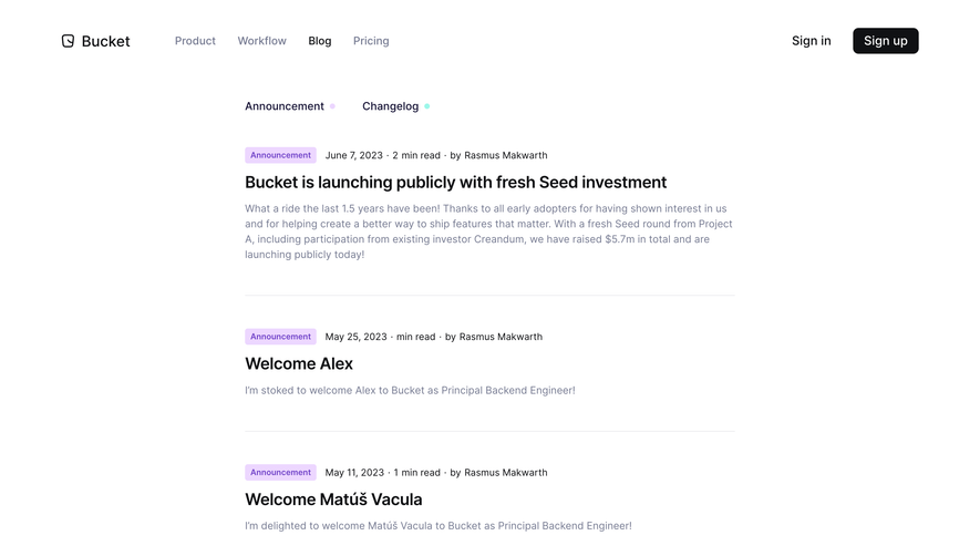 Bucket Blog Feed
