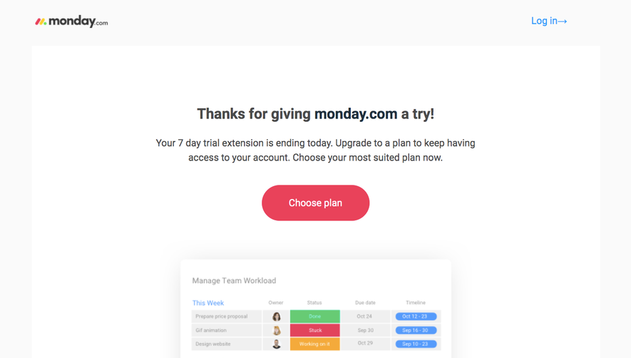 Monday Free Trial Emails