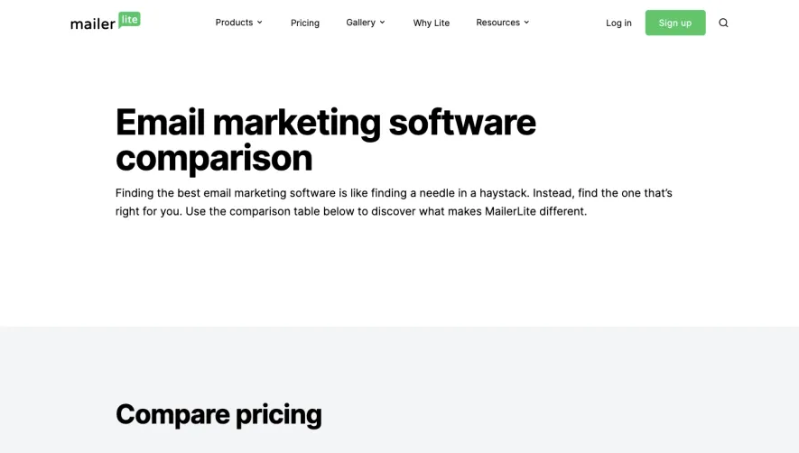 MailerLite Comparison Page