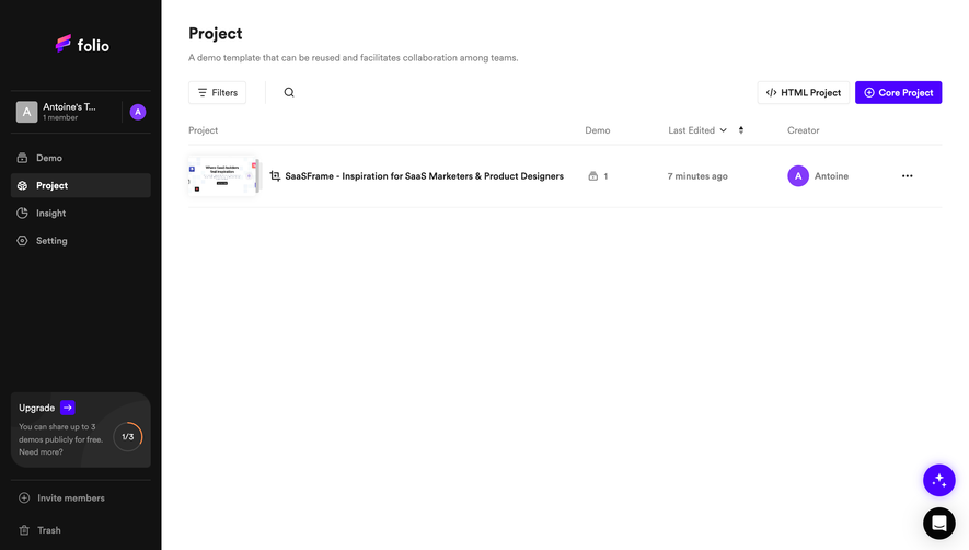Folio Demo Dashboard