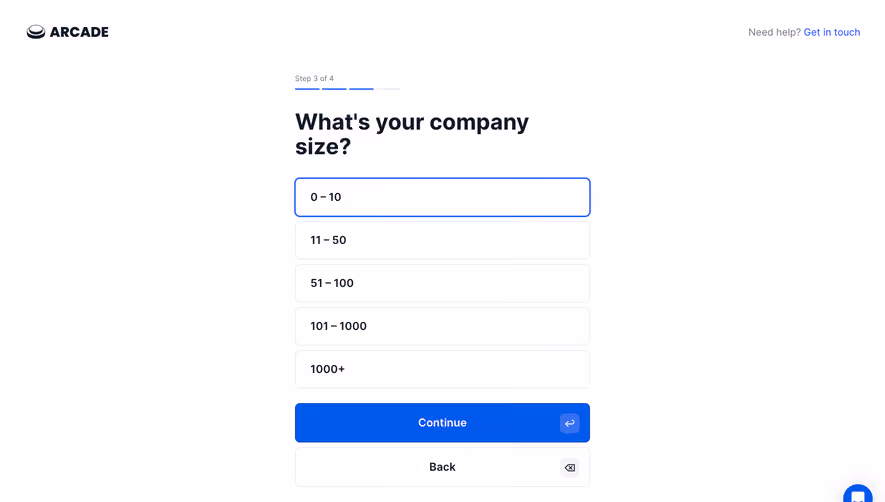 Arcade Sign Up Flow