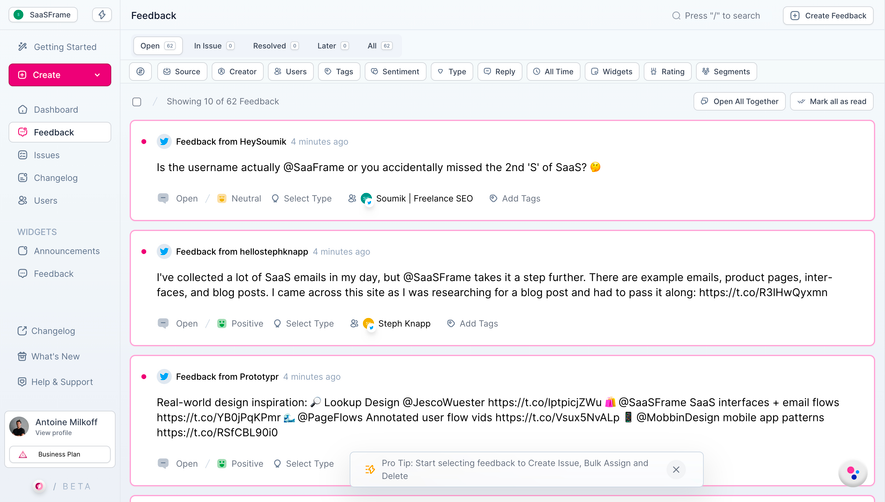 Olvy Feedback List