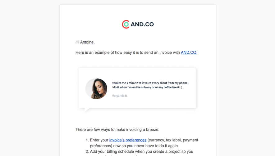 AND.CO Onboarding Email Flow