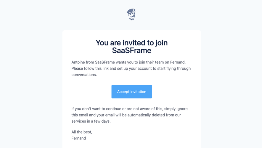 Fernand Invitation Email