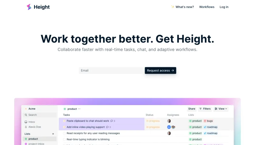 Height Early Access Page