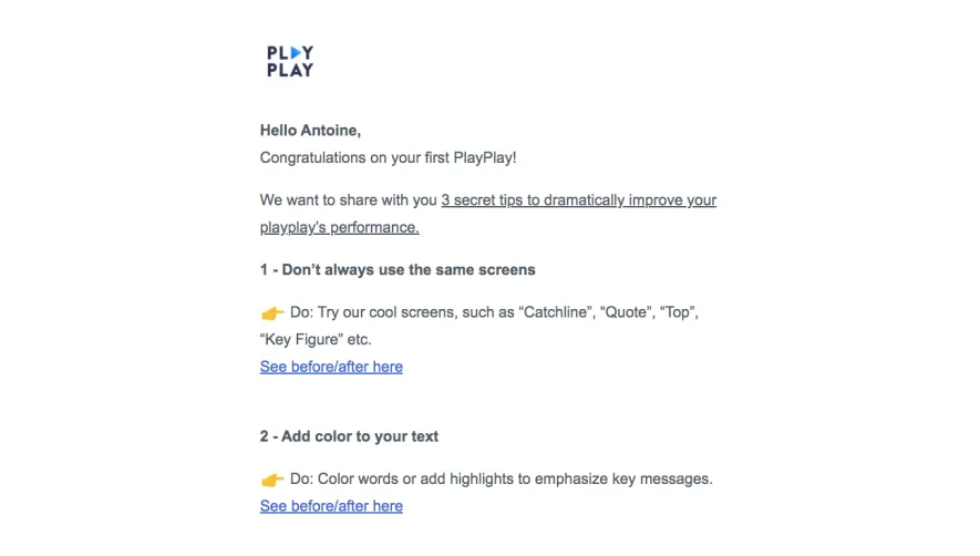 PlayPlay Onboarding Emails