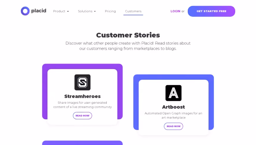 Placid Customers Page