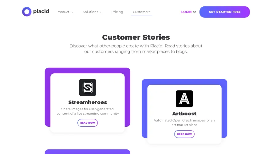 Placid Customers Page