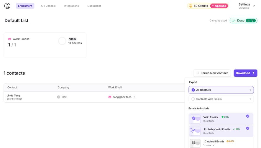FullEnrich Export A Contact