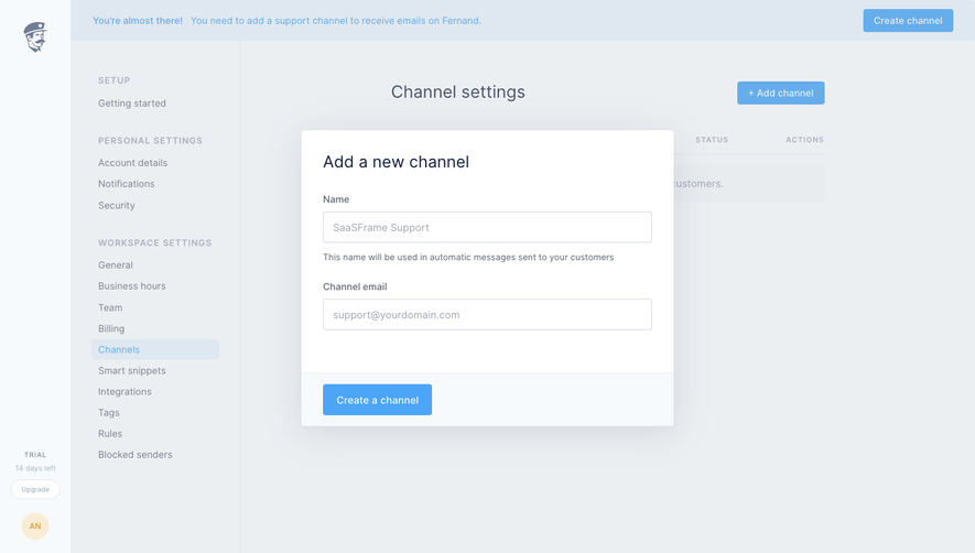 Fernand Add new channel