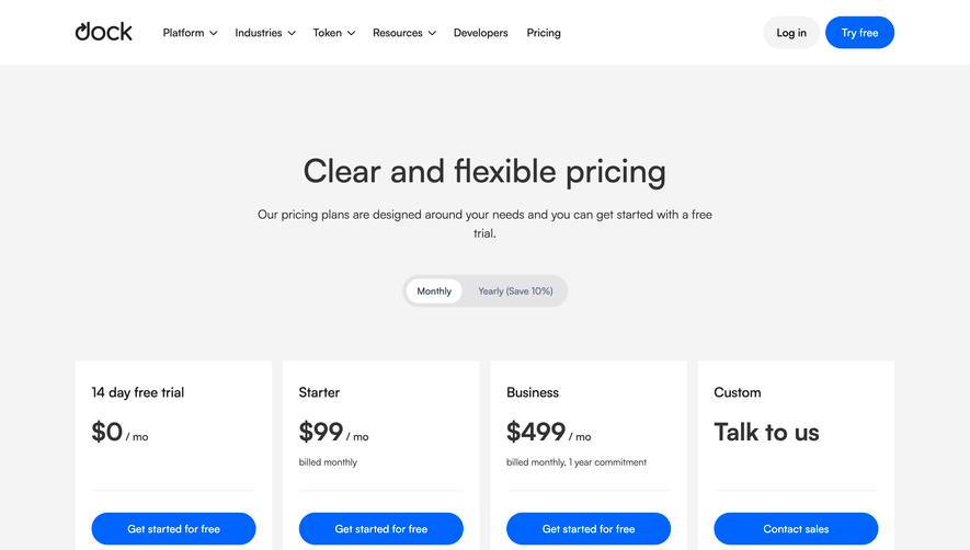 Dock Pricing Page