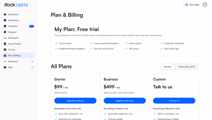 Dock Plan & Billing