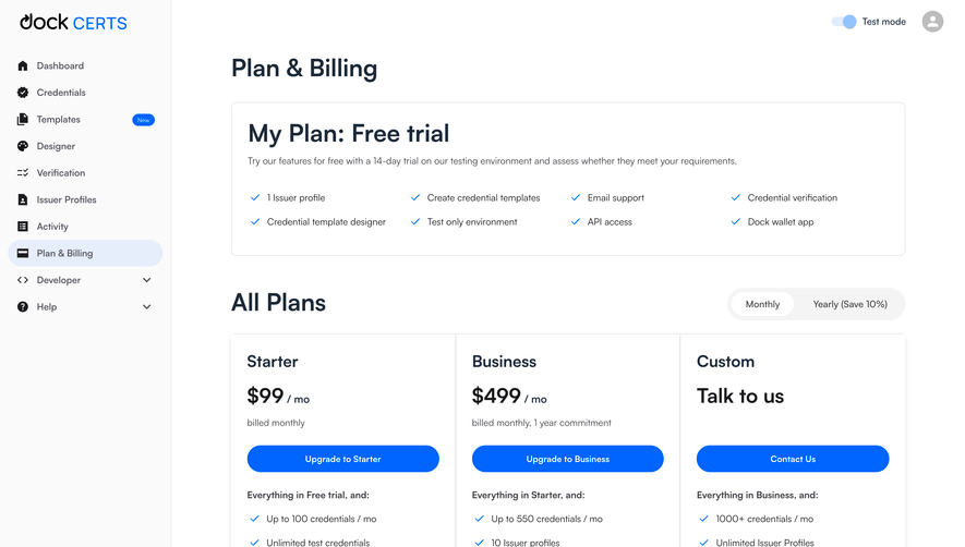 Dock Plan & Billing