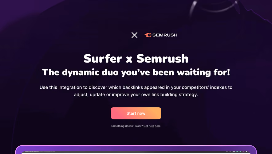 Surfer SEO Integrations Page