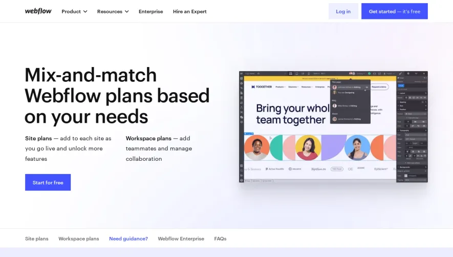 Webflow Pricing Page
