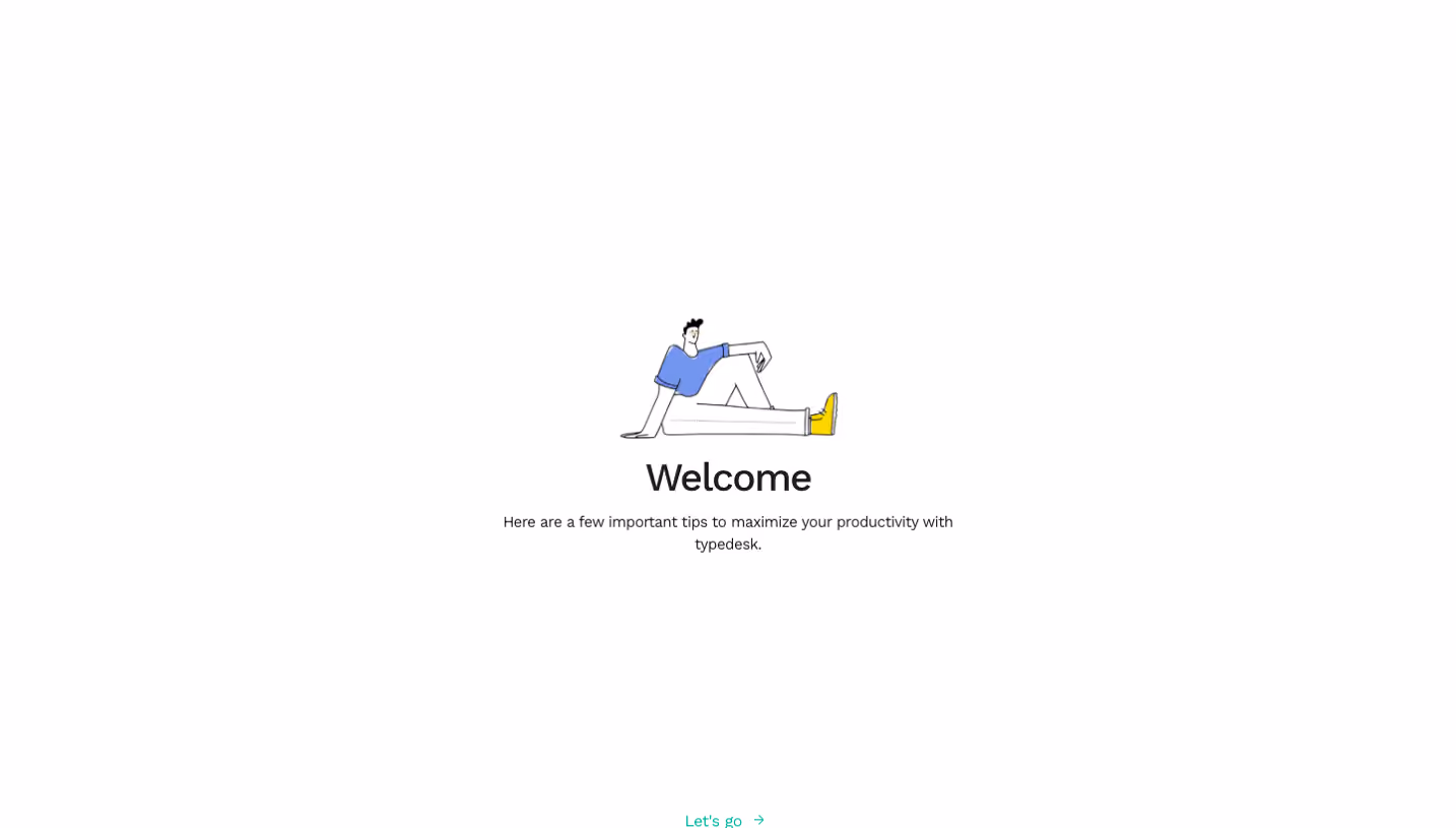 Typedesk User Onboarding