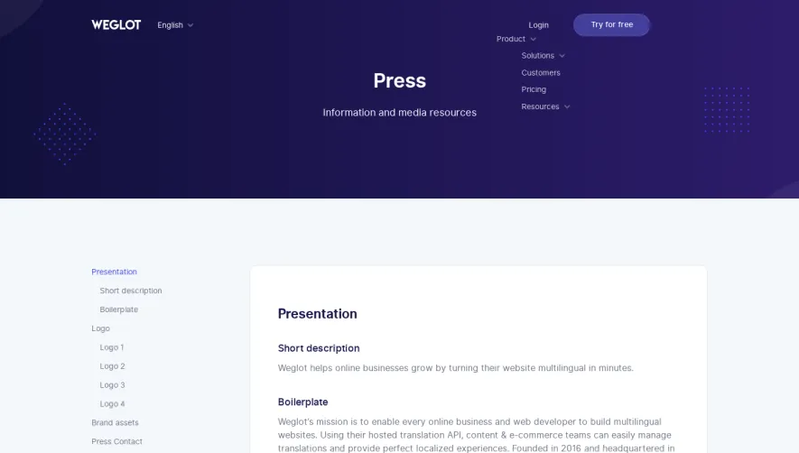 Weglot Press Page