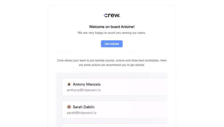 Crew Welcome Email
