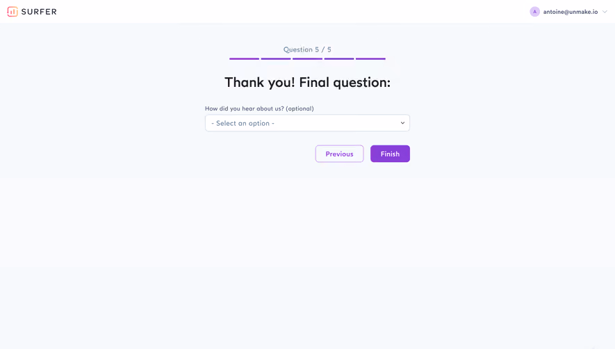 Surfer SEO Account Setup