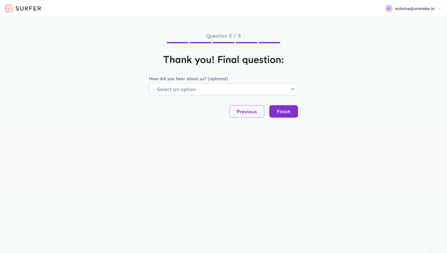Surfer SEO Account Setup