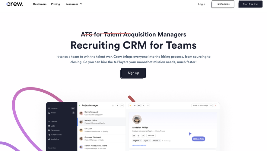 Crew Landing Page