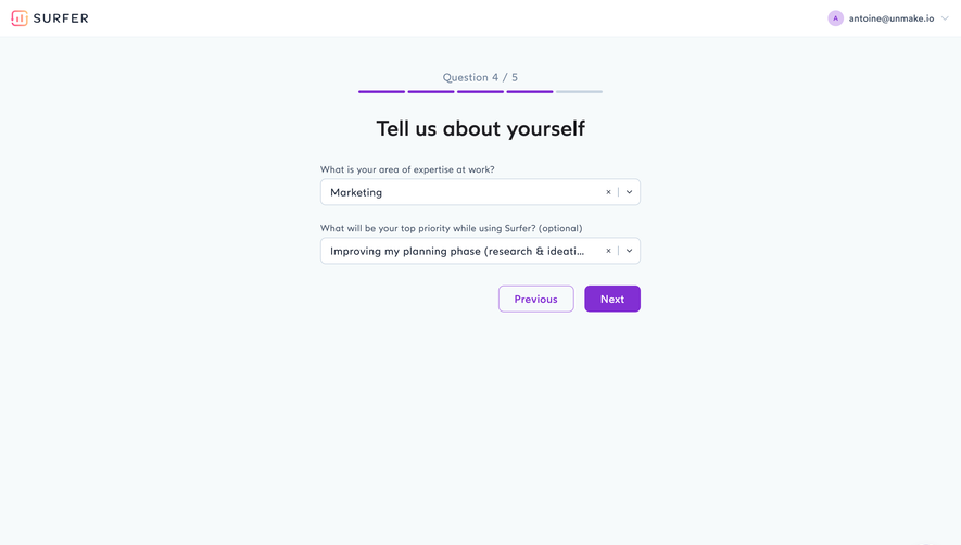 Surfer SEO Account Setup
