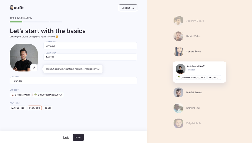 Café Profile Setup