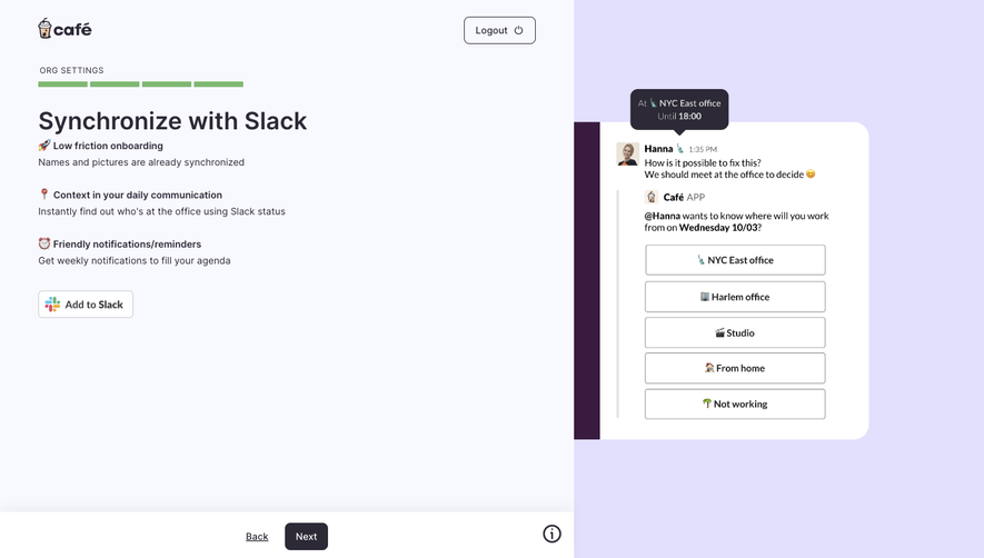Café Synchronize With Slack