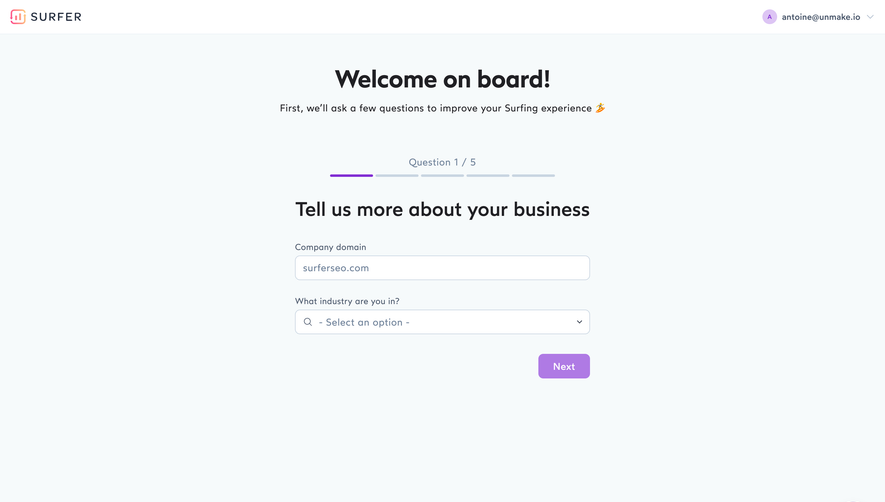 Surfer SEO Account Setup