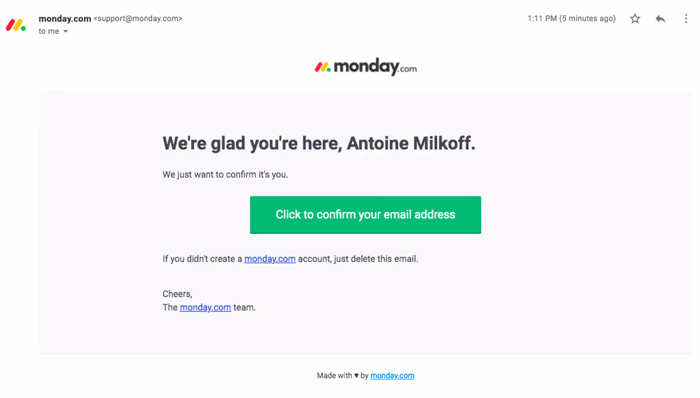 Monday Sign Up Flow