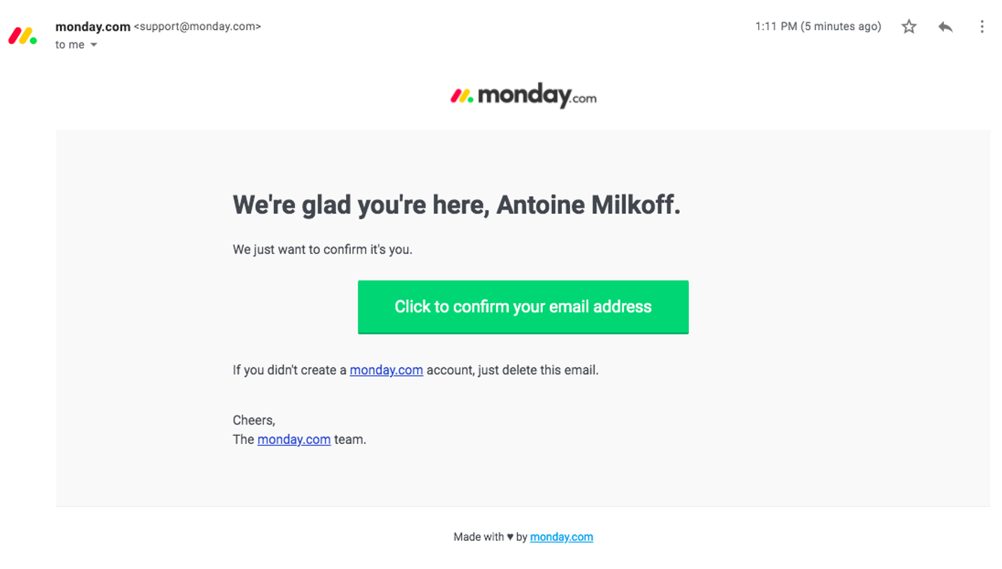 Monday Sign Up Flow