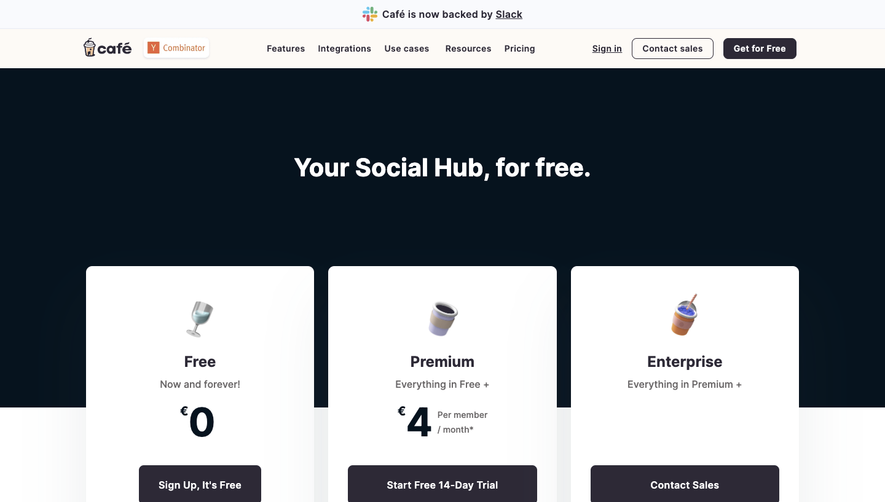 Café Pricing Page