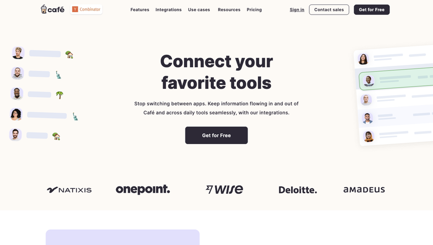 Café Integrations Page