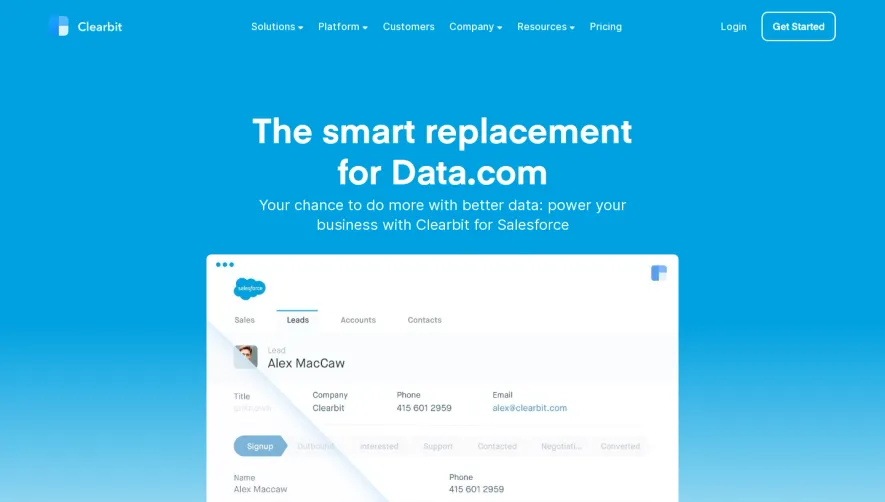Clearbit compared to Data.com