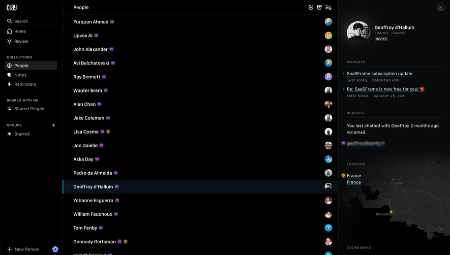 Clay Contacts Dashboard
