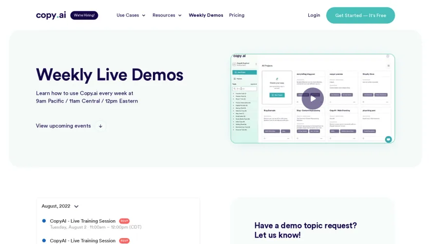 Copy.ai Demo Request